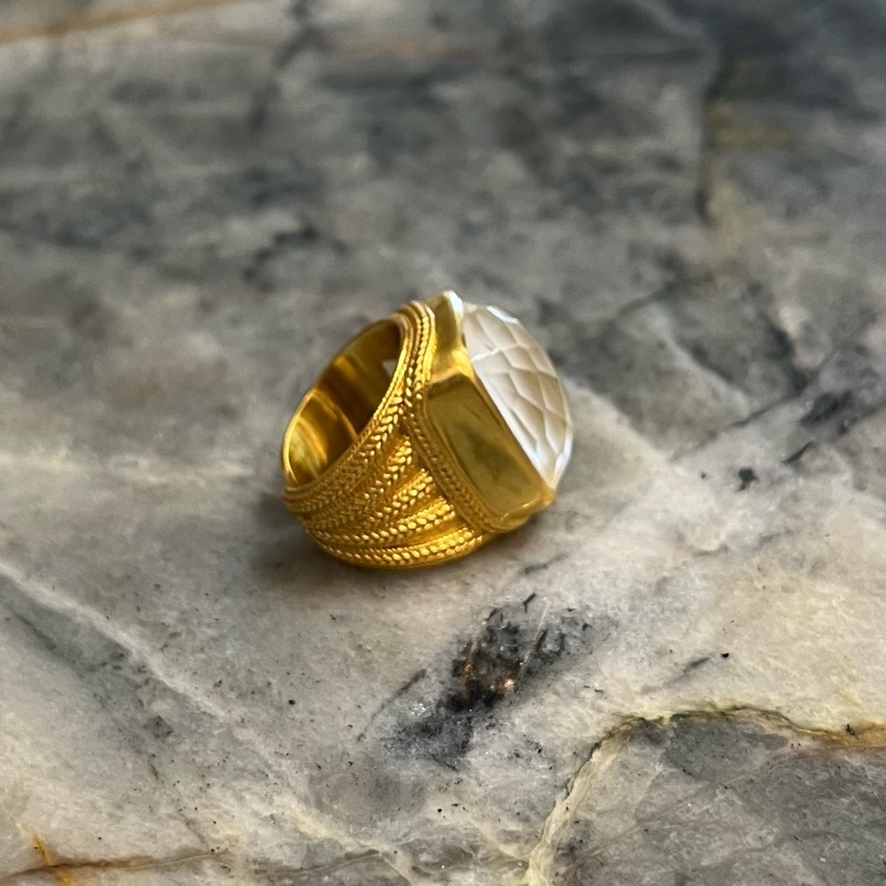 JULIE VOS Gold and White Women's Ring - Picture 3 of 14